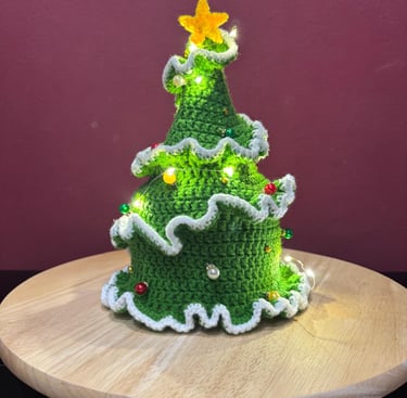 Klorollenhut Christbaum, geschenkidee zu weihnachten. mit Lichterkette. Gäste WC dekoration