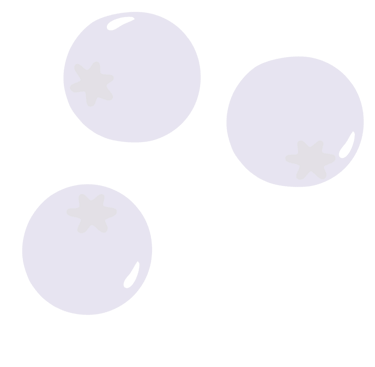 Három világos lila áfonya ikon minimalista vektorgrafikus stílusban, fehér háttér előtt.