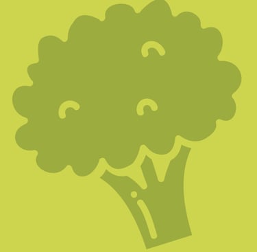 Zöld minimalista grafikus illusztráció egy friss brokkoli rózsáról lime zöld háttér előtt.