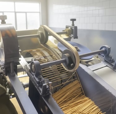 Proses pemotongan bambu dalam tahapan produksi Stickindo