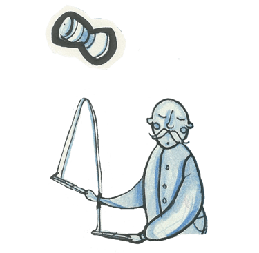 Watercolor illustration of a circus performer with a moustache spinning a diablo