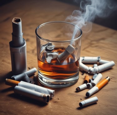 Addictive behaviors and behavioral addictions often include alcohol and cigarettes/vaping.