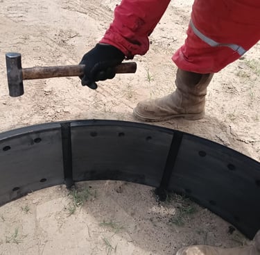 Brake blocks instalados en el zuncho