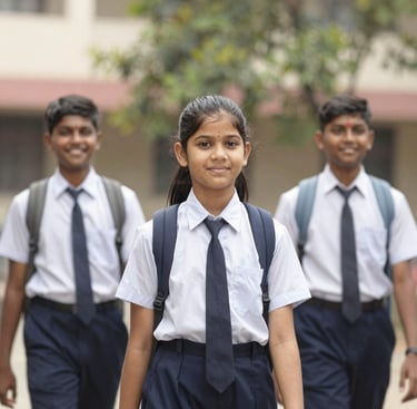 smiling woman standing while holding orange folder