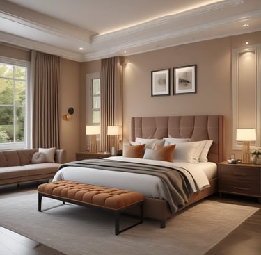 A minimalist living room corner featuring cream walls, light blue accents, and a delicate vase of fresh flowers.
