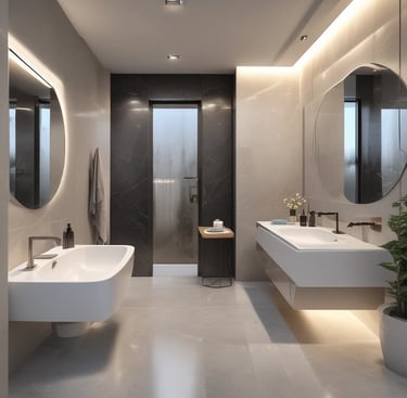 A softly lit hallway with pastel walls and framed botanical prints, inviting calm and reflection.