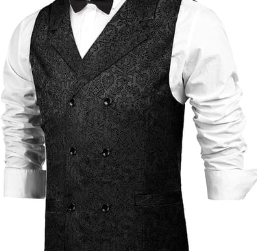 a man in a Victorian style vest and bow tie