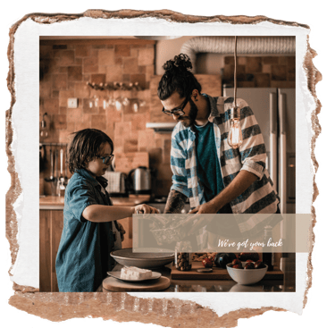 Father and son cooking