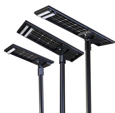 a solar powered street light with solar panels