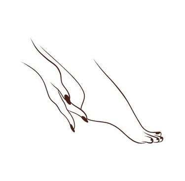 a person's feet and toes with a hand holding a string of string