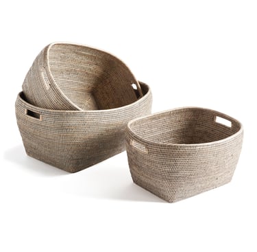 a set of three baskets with baskets on them