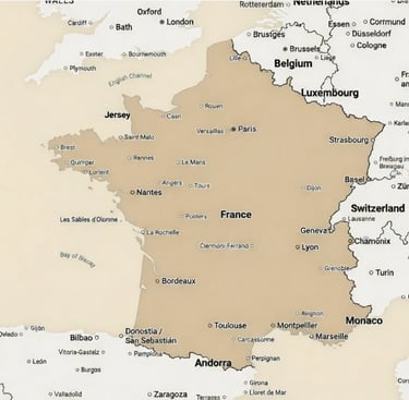 Map of france and surrounding countries 