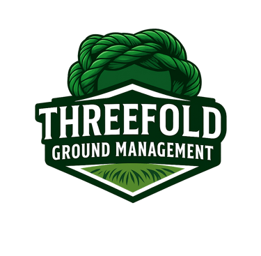 a green and white logo for threefold ground management