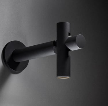 Aplique de pared KIBE negro con doble foco direccional, diseño industrial moderno
