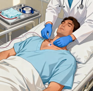 médico puncionando paciente