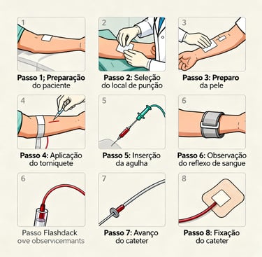 passo a passo da punção de acesso venoso periférico