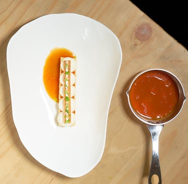 Cannelloni de légumes du marché et coulis de tomate confite, inspiration méditerranéenne du chef