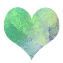watercolor painting of a green and white heart