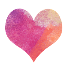 watercolor painting of a purple and orange heart