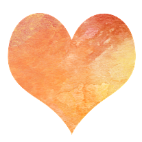 watercolor painting of a yellow and orange heart