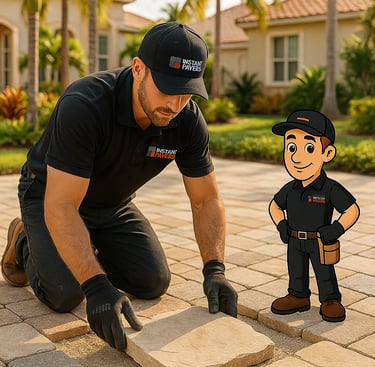 Instant Pavers Crew Installing stone pavers