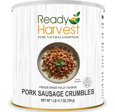 can of ready harvest pork sausage crumbles