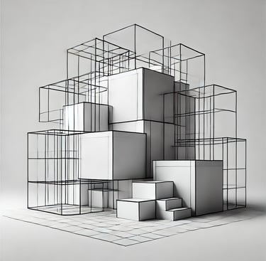 A minimalist black and white composition with clean geometric lines 