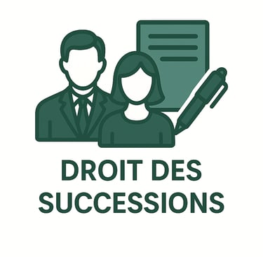 Icône représentant un homme et une femme devant un document, symbole du droit des successions.