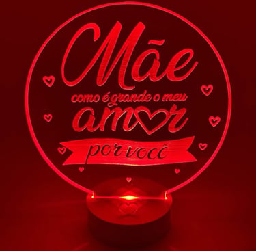 Luminária Led 3D Dia das Mães Presente Criativo Abajur