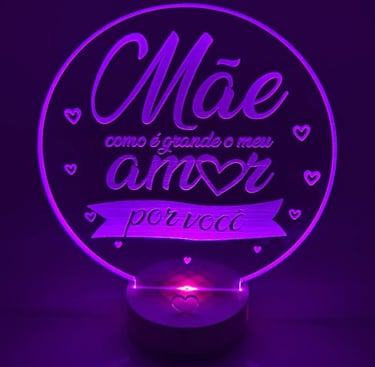 Luminária Led 3D Dia das Mães Presente Criativo Abajur