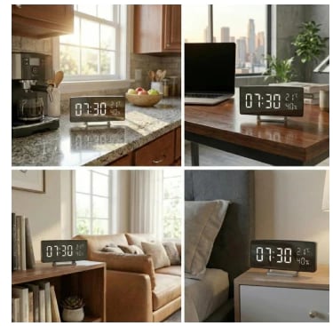 Relogio digital Tecnologia inteligente Despertador data e temperatura