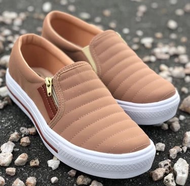 Tênis Sapatênis Sapatilha feminino Slip On Zíp