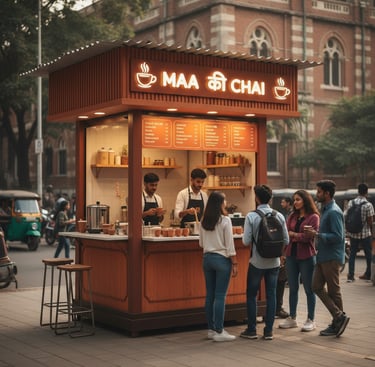 Low cost chai franchise kiosk setup Maa Ki Chai India