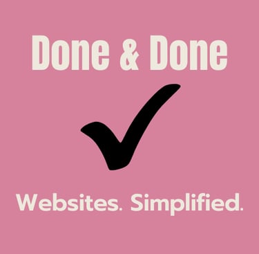 retro-modern pink logo for Done & Done website business with checkmark in the middle