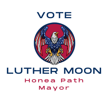 patriotic red, white, and blue eagle logo for Luther Moon for Mayor campaign
