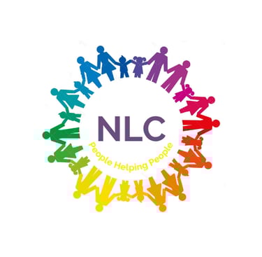 circle of rainbow people holding hands iwth NLC login in the center