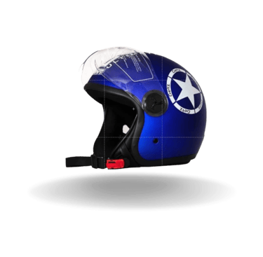 DASS BOMBER Blue Open Face Helmet