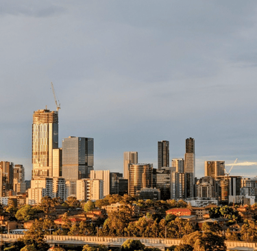 Image of Parramatta skyline from the south in 2022.