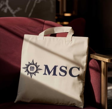 Bolsas de tela ecofriendly estampadas con logo para merchandising empresarial