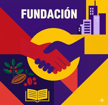 Ilustración de la consolidación y futuro de la marca CTC con café y cacao