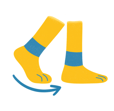 a pair of yellow socks with a blue and white socks
