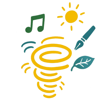 a spiralle with music notes and music notes