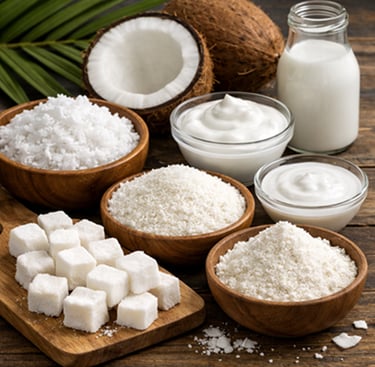 Coconut milk, cream, powder products for cooking , bakery - premium grade 