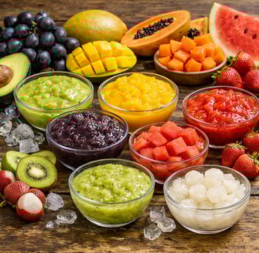 Frozen fruits pulps and dices for smoothies juices icecream