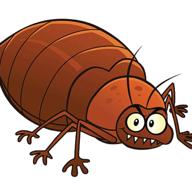 an evil looking animated bed bug