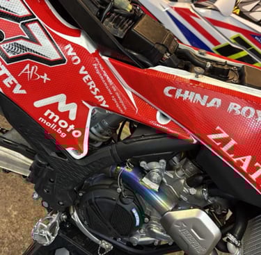 a motorcycle with a red and white motorcycle with a red and white motorcycle