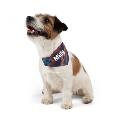 dog wearing mandana collar Milly