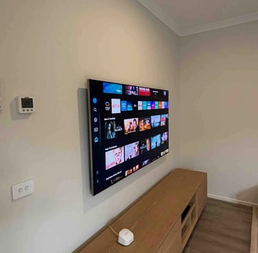 75 inch TV wall mount with premium hidden cable concealment service in South Kensington Melbourne.