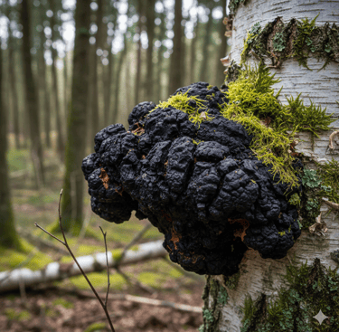 a mushroom mushroom on a log in the woods
