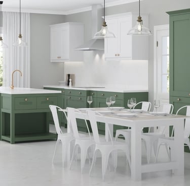 Cocina moderna con cubierta de cuarzo blanco Calacatta instalada por Warner Stone en Santiago.